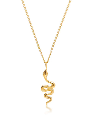 Gold Necklace With Mini Snake Pendant