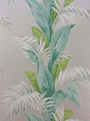 Palmetto Wallpaper In Aqua And Stone By Nina Campbell For Osborne & Little