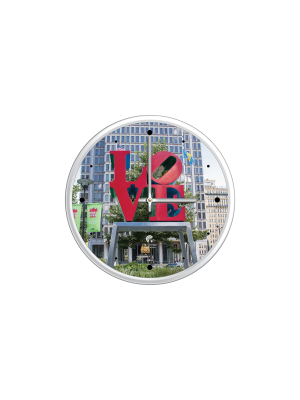 12.75" X 1.5" Philadelphia Love Sculpture Decorative Wall Clock White Frame - By Chicago Lighthouse