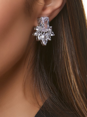 Dayna Clip Earrings-rhodium