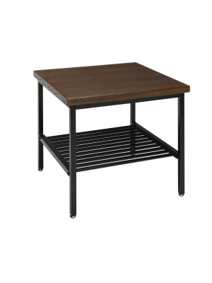 Industrial Modern Wood Top/metal Frame Side Table With Metal Shelf - Ofm