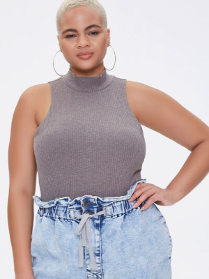 Plus Size Ribbed Mock Neck Bodysuit