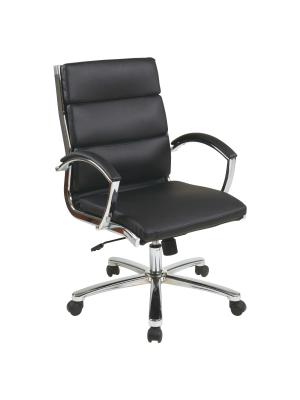 Mid Back Executive Office Chair Faux Leather Black - Office Star