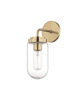 Clara 1 Light Wall Sconce - Aged Brass