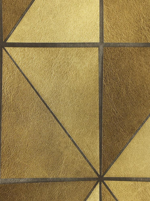 Leather Geometric Wallpaper In Gold From The Precious Elements Collection By Burke Decor