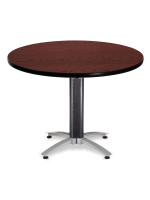 42" Multi-purpose Round Table With Metal Mesh Base Mahogany - Ofm