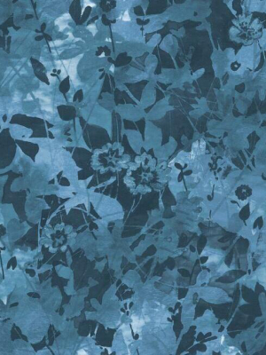 Wildflower Shadows Peel & Stick Wallpaper In Blue And Black By Roommates For York Wallcoverings