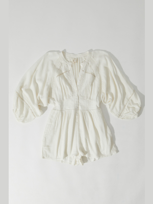 Uo Kai Embroidered Button-front Romper