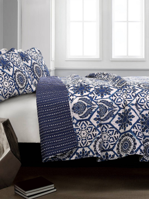 Navy Marvel Quilt Set - Lush Décor