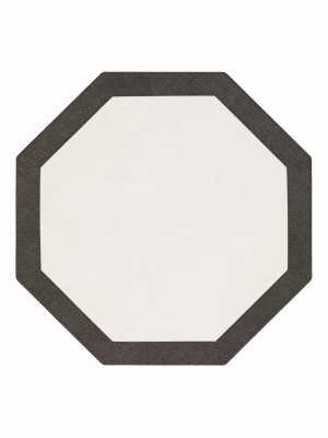 Bodrum Bordino Octagon Placemat - Antique White & Charcoal - Set Of 4