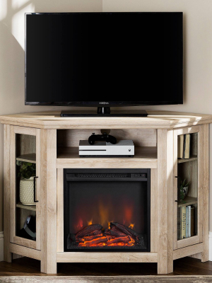 48" Wood Corner Fireplace Media Tv Stand Console - Saracina Home