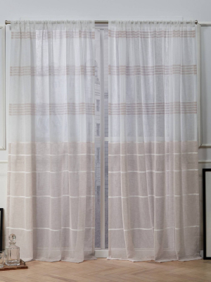 Wexford Embroidered Rod Pocket Sheer Window Curtain Panels - Exclusive Home