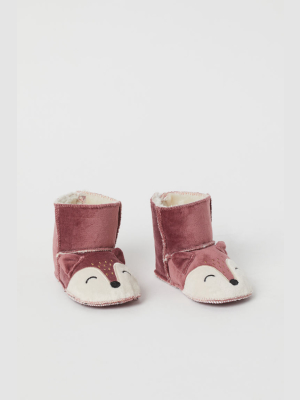 Faux Shearling-lined Slippers