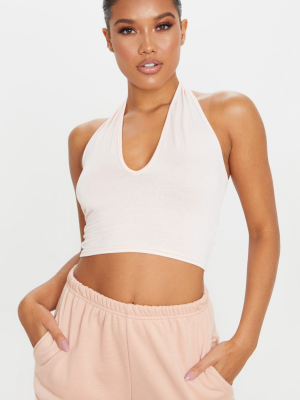 Basic Nude Halterneck Crop Top