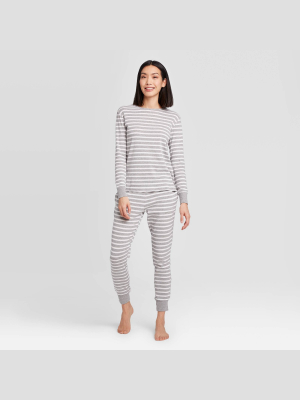 Women's Striped Pajama Set - Gray