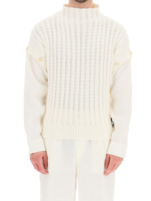 Fendi Detachable Sleeve Cable Knit Jumper