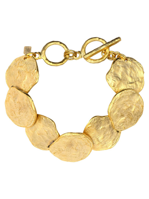 Brushed Satin Gold Discs Bracelet