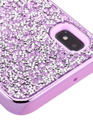 Mybat Encrusted Rhinestones Hybrid Hard Plastic Tpu Case For Samsung Galaxy A10e - Purple