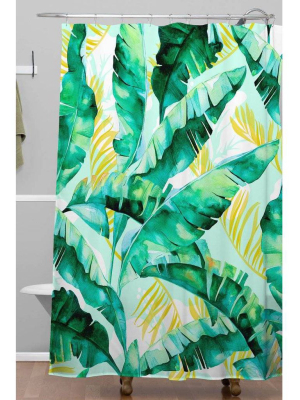 Marta Barragan Camarasa Banana Leaf Shower Curtain Green - Deny Designs