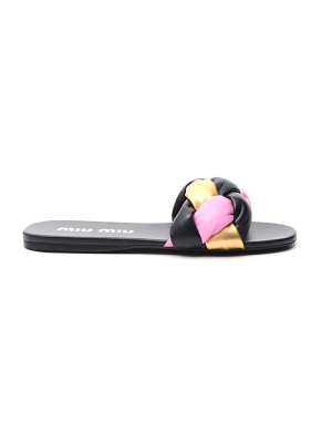 Miu Miu Braided Strap Flat Sandals