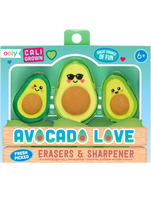 Avocado Love Eraser And Sharpener - Set Of 3