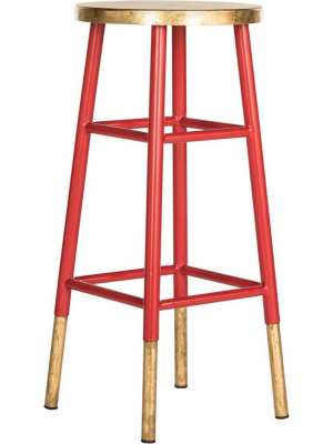 Ema Dipped Gold Leaf Bar Stool Red