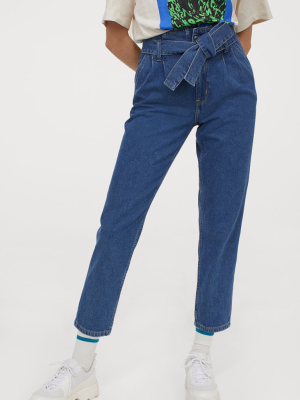 Tie-belt Denim Pants