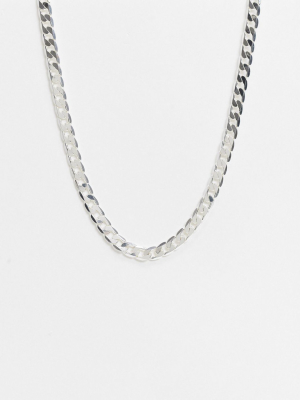 Regal Rose Curb Chain Necklace In Silver Plated