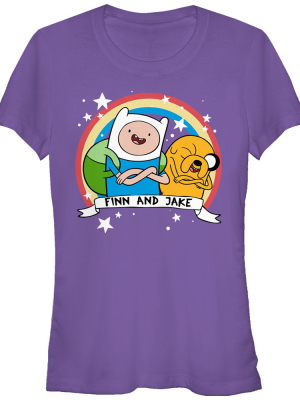 Junior's Adventure Time Finn And Jake Stars T-shirt