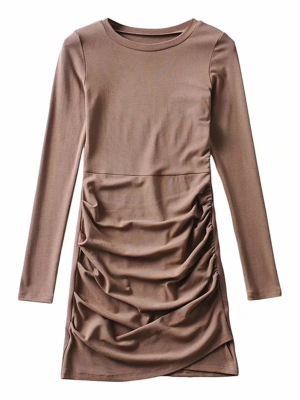 'kristy' Crewneck Ruched Mini Dress (3 Colors)