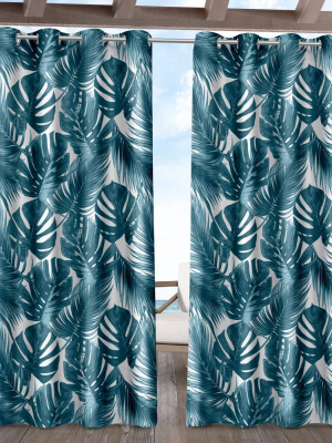 Set Of 2 Jamaica Palm Indoor/outdoor Light Filtering Grommet Top Curtain Panel - Exclusive Home