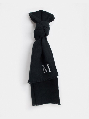 Asos Design Personalized Scarf With Initial M In Black