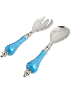 Julia Knight Peony Salad Serving Set In Azure