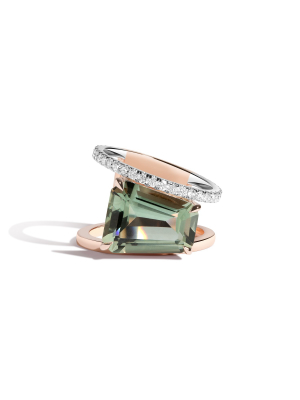 Prasiolite & White Diamond Pera Ring