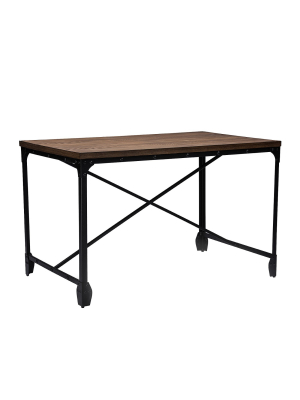 Grayson Vintage Industrial Home Office Wood Desk Brown - Baxton Studio