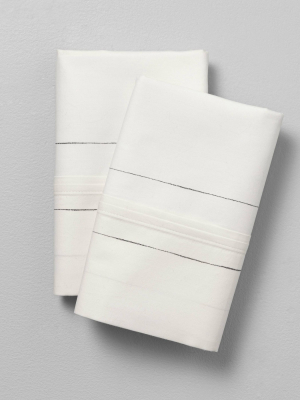 Thin Stripe Organic Cotton Pillowcase Sour Cream/railroad Gray - Hearth & Hand™ With Magnolia