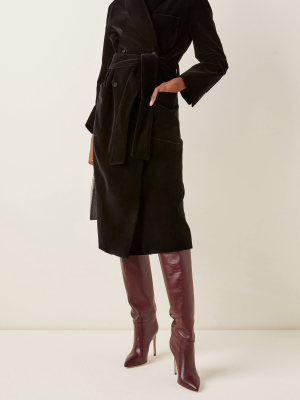 Shawl-lapel Velvet Coat