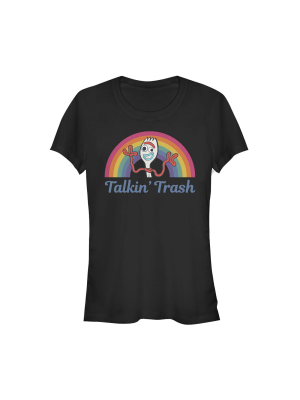 Junior's Toy Story Forky Talkin' Trash Rainbow T-shirt