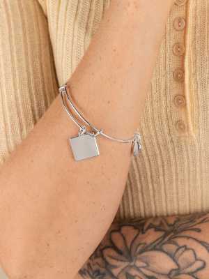 Engravable Square Charm Bangle