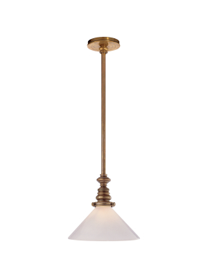 Boston Pendant In Hand-rubbed Antique Brass With White Glass Slant Shade