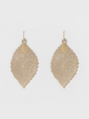 Women's Leaf Drop Earring - A New Day™ Gold