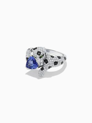 Effy Signature 14k White Gold Tanzanite And Diamond Panther Ring, 2.07 Tcw