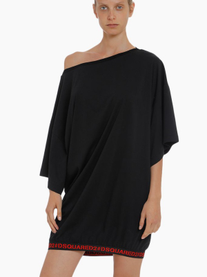 Solid Asymmetric Short Kaftan - Black