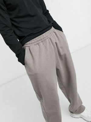 Asos Design Organic Super Oversized Sweatpants In Brown Marl With Toggle Hem