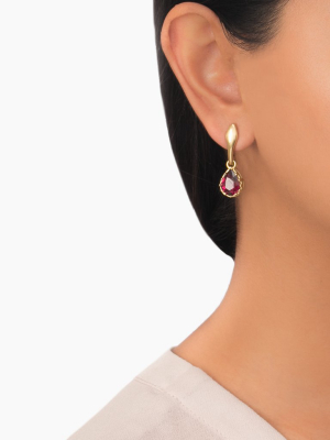 Red Garnet Pear Gemstone Earrings