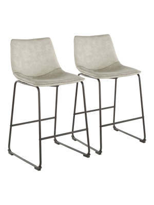 Set Of 2 Duke 26" Industrial Counter Height Barstool Black/light Gray - Lumisource