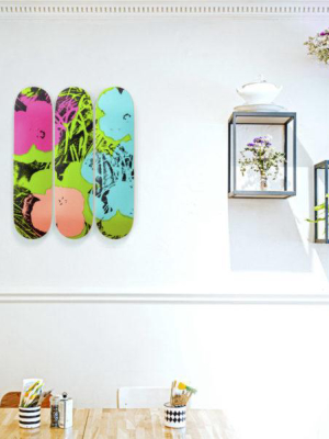 Andy Warhol Flowers Triptych Skate Decks In Green & Pink