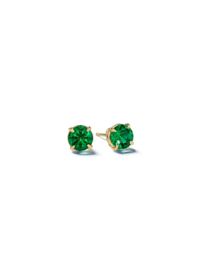 Round Brilliant Emerald Studs