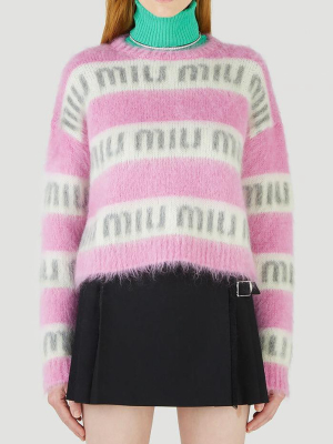 Miu Miu Logo Stripe Knitted Sweater