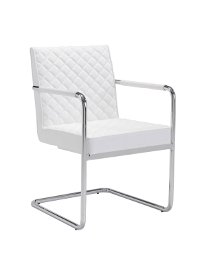 Set Of 2 Modern Upholstered And Chromed Steel Cantilever Dining Chair White - Zm Home